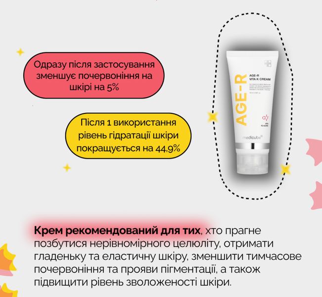 Увлажняющий антивозрастной крем для лица и тела с витамином К Medicube AGE-R Vita K Cream 100 ml 8809936585894 фото