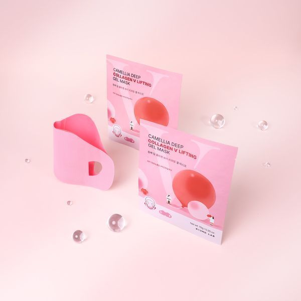 Гидрогелевая лифтинг-маска для контура лица ROUND LAB Camellia Deep Collagen V Lifting Gel Mask 10 g 3105912123 фото