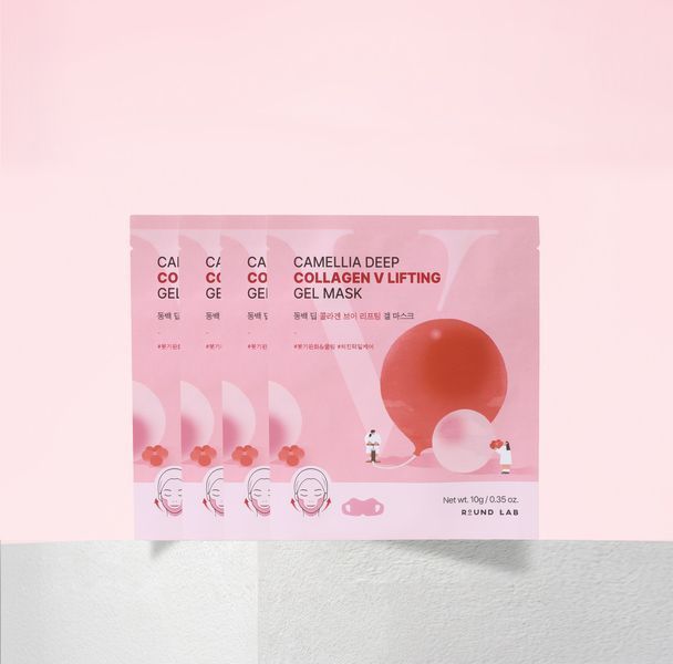 Гидрогелевая лифтинг-маска для контура лица ROUND LAB Camellia Deep Collagen V Lifting Gel Mask 10 g 3105912123 фото