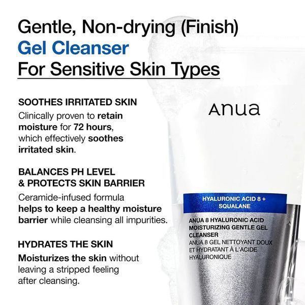 Зволожуючий гель для вмивання ANUA 8 Hyaluronic Acid Moisturizing Gentle Gel Cleanser 150 мл 2590813611 фото