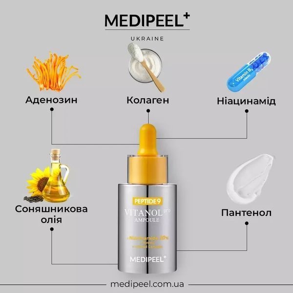 Освітлююча сироватка MEDIPEEL Peptide 9 Vitanol Ampoule Pro 30 мл 2668276342 фото