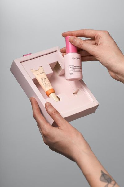 Набір засобів для обличчя Who Cares Gentle Peel Lactic Acid Serum x Bifida Barrier Sun Cream 2579351577 фото