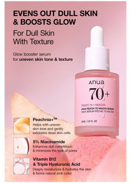 Освітлююча сироватка з екстрактом персика ANUA Peach 70% Niacinamide Serum 30 мл 2590924129 фото