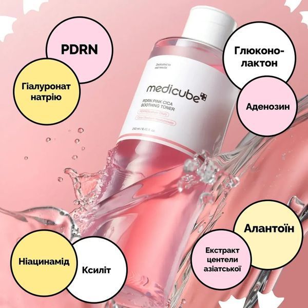 Заспокійливий тонер Medicube PDRN Pink Cica Soothing Toner 250 мл з полінуклеотидами та центелою 2676629832 фото