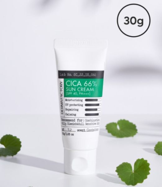 Derma Factory Cica 66% Sun Cream SPF40 PA+++ - Сонцезахисний крем з центелою 30 г 1848737287 фото