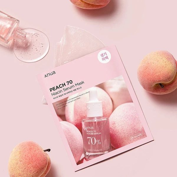 Тонізуюча тканинна маска для обличчя ANUA Peach 70 Niacin Serum Mask з екстрактом персика та ніацинамідом 2594086381 фото