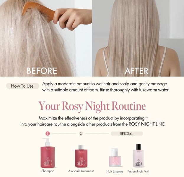 ANILLO Відновлюючий шампунь для волосся Rosy Night Repair Shampoo 450 мл 2479376498 фото