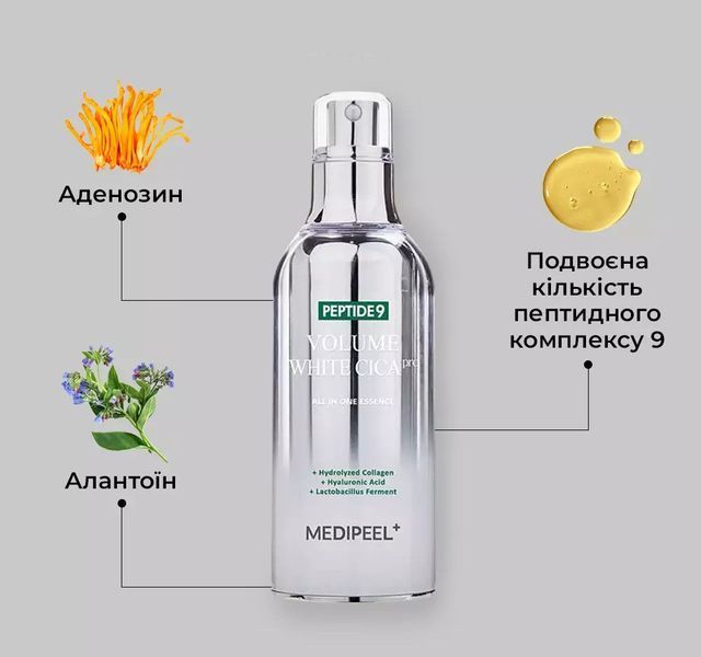 Осветляющая кислородная эссенция для лица MEDIPEEL Peptide 9 Volume White Cica Essence Pro 100 мл 2766443580 фото