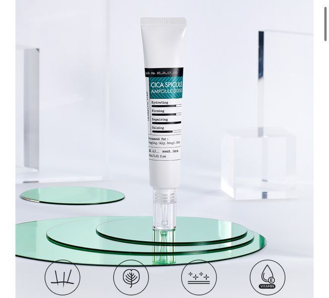 Восстанавливающая ампула со спикулами и центеллой азиатской Derma Factory Cica Spicule Ampoule 3000 30 ml 2334759856 фото