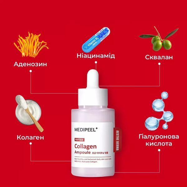 Ампульна сироватка для підвищення еластичності MEDIPEEL Red Lacto Peptide Collagen Tightening Ampoule 50 мл 2766514154 фото