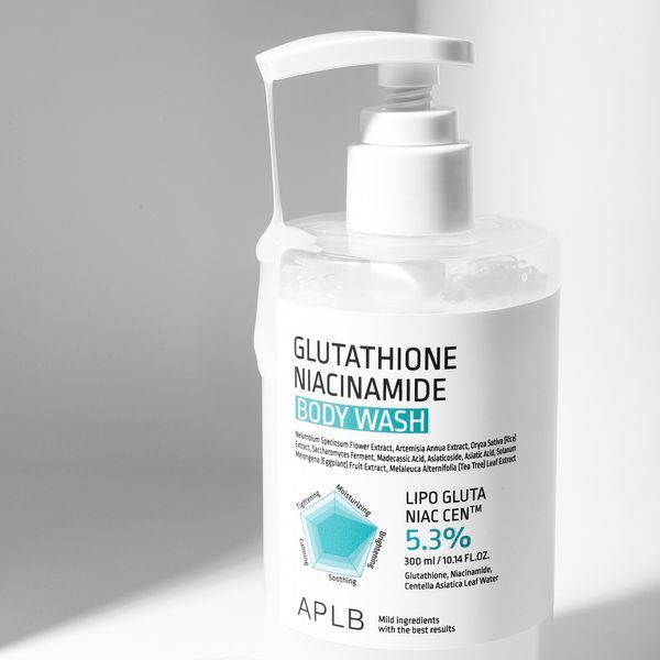 Гель для душа для сияния и выравнивания тона кожи APLB Glutathione Niacinamide Body Wash 300 мл с глутатионом и ниацинамидом 3171579245 фото