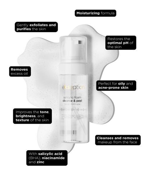 Пінка для очищення шкіри з саліциловою кислотою і цинком EKSEPTION Salicylic Foam Cleanse & Peel 150 ml 2357036260 фото