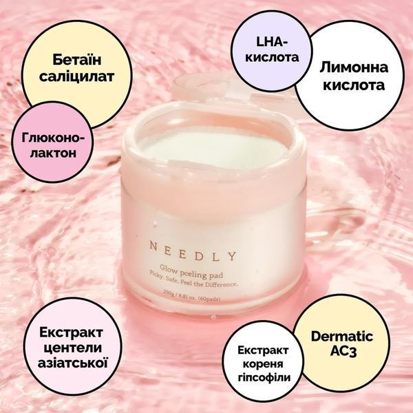Пилинг-педы Needly Glow peeling pad 2 шт. для обновления и сияния проблемной кожи 2866081657 фото