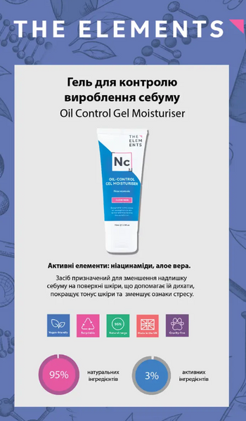 The Elements Oil-Control Gel Moisturiser &ndash; Гель-крем для контроля выработки себума, с 1921978175 фото