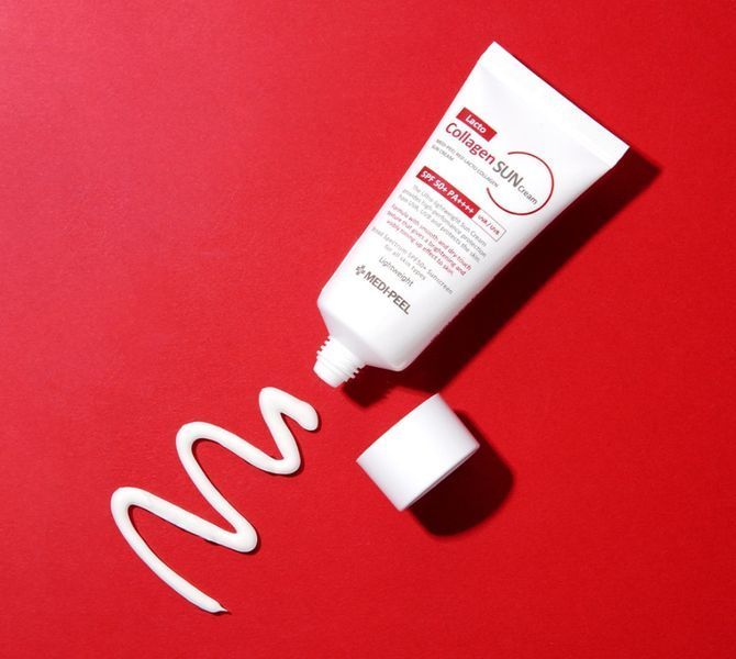 Medi-Peel Red Lacto Collagen Sun Cream SPF50+ PA++++ 50 ml Солнцезащитный крем с коллагеном и лактобактериями 1777716947 фото