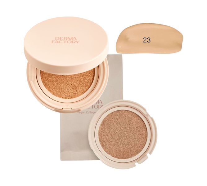 Набор тональный кушон Derma Factory Vegan Collagen Cushion №23 15 г + сменный блок 15 г 2888400491 фото